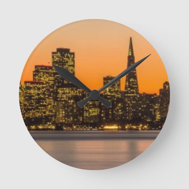Beautiful sunset in San Francisco Round Clock (Front)