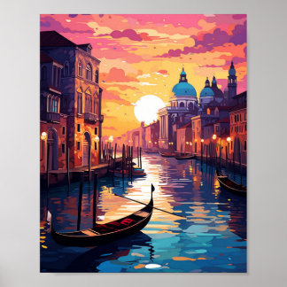 Beautiful Sunset in Venice Italy Poster
