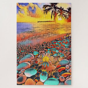 Beautiful Sunset Landscape in Digital Art Painting Jigsaw Puzzle