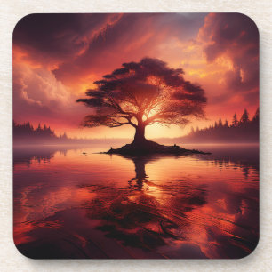 Beautiful Sunset Landscape With Reflections Coaster