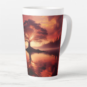 Beautiful Sunset Landscape With Reflections Latte Mug