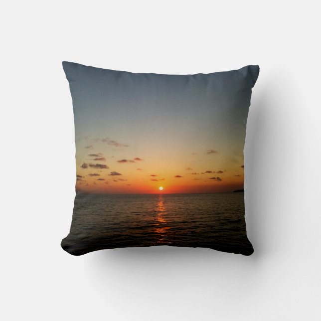 beautiful sunset ocean yellow orange red cushion (Front)