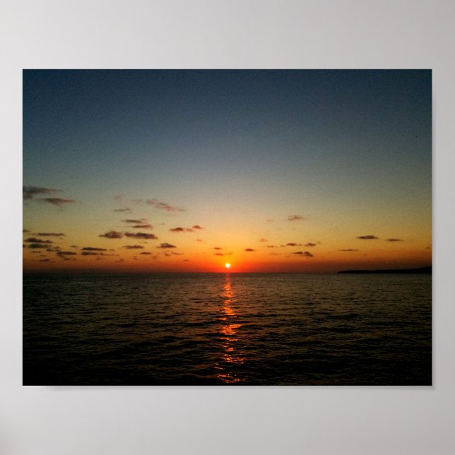 beautiful sunset ocean yellow orange red poster (Front)