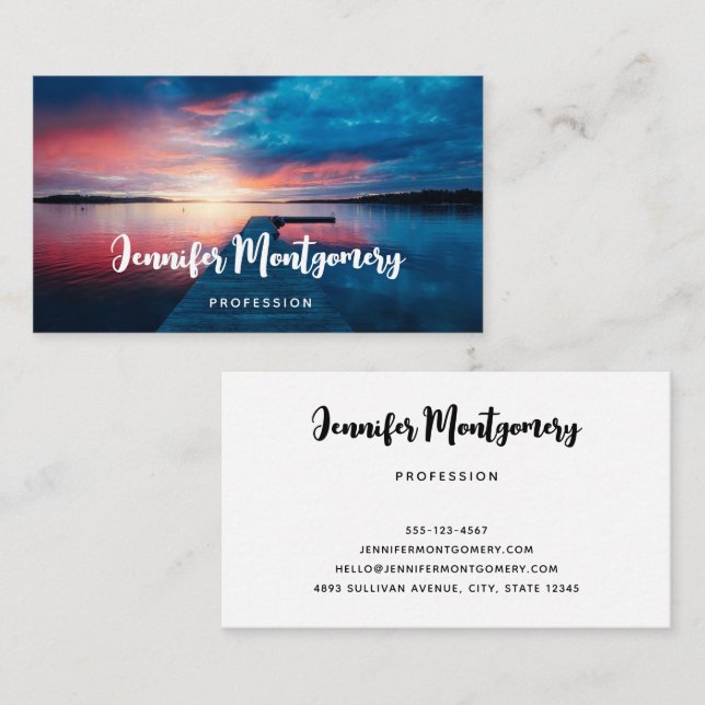 Beautiful Sunset on a Calm Lake Business Card (Front/Back)