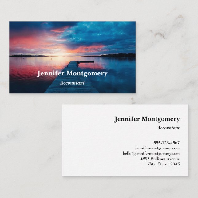 Beautiful Sunset on a Calm Lake Business Card (Front/Back)