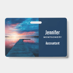 Beautiful Sunset on a Calm Lake ID Badge