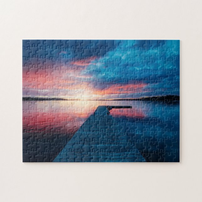 Beautiful Sunset on a Calm Lake Jigsaw Puzzle (Horizontal)