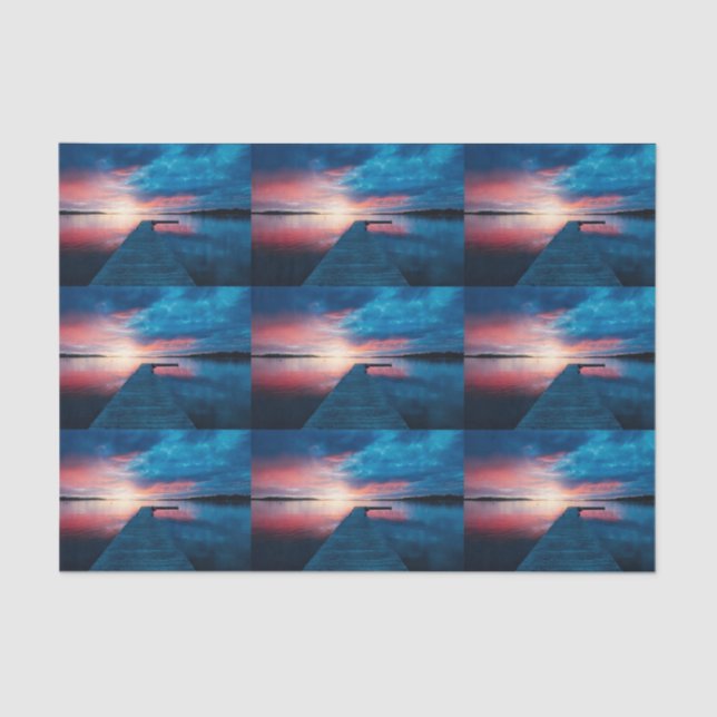 Beautiful Sunset on a Calm Lake Pattern Tissue Paper (Front)