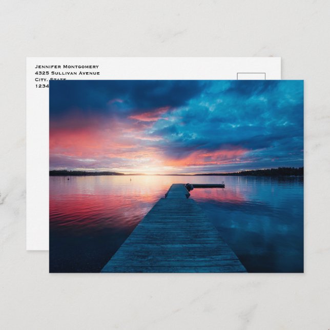 Beautiful Sunset on a Calm Lake Postcard (Front/Back)