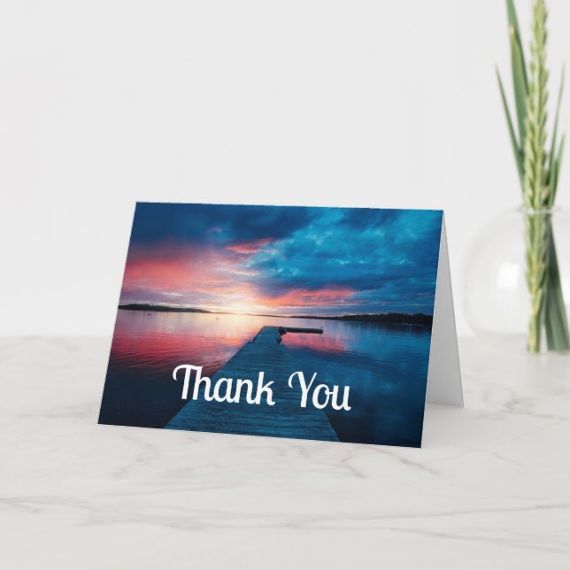 Beautiful Sunset on a Calm Lake Thank You Card (Front)