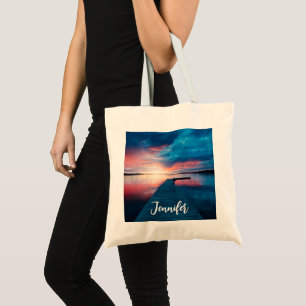 Beautiful Sunset on a Calm Lake Tote Bag