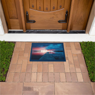 Beautiful Sunset on a Calm Lake Welcome Doormat
