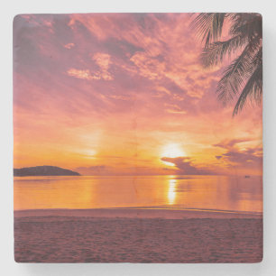 Beautiful Sunset on the Beach Stone Coaster