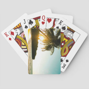 Beautiful Sunset on Tropical Beach with Palm Trees Playing Cards