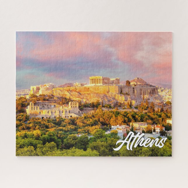 Beautiful Sunset Over Athens, Greece Jigsaw Puzzle (Horizontal)