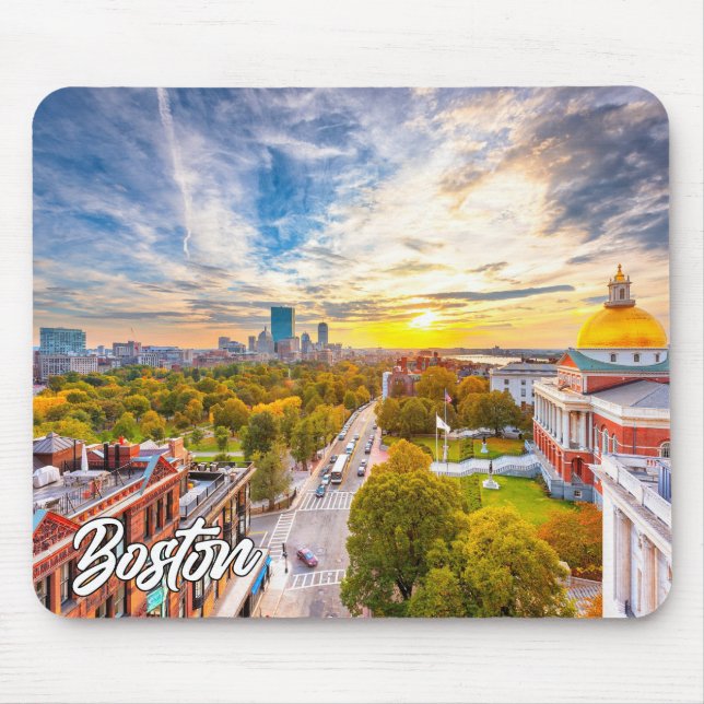 Beautiful Sunset Over Boston, Massachusetts, USA Mouse Pad (Front)