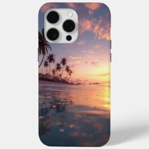 Beautiful sunset over calm water iPhone 15 pro max case