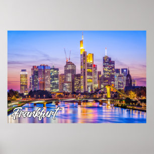Beautiful Sunset Over Frankfurt, Germany Poster