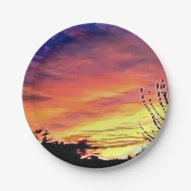 Beautiful Sunset Paper Plate (Front)