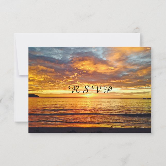 Beautiful Sunset Photo, Wedding R S V P RSVP Card (Front)