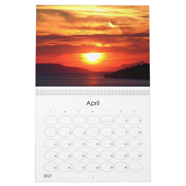 Beautiful Sunset Photos Calendar (Apr 2027)