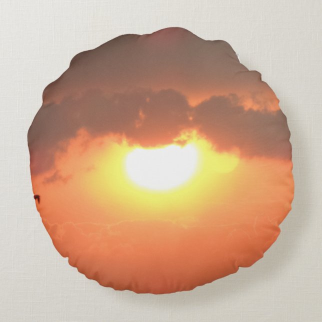 Beautiful Sunset Round Pillow (Back)
