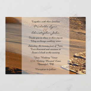 Beautiful Sunset, Sandy Beach, Surf Wedding Invite