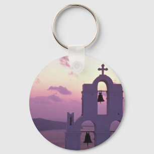 Beautiful Sunset: Santorini Fira at sunset, Greece Key Ring
