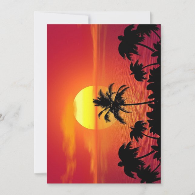 Beautiful Sunset Scene Palm Trees Bright Cool Holiday Card (Front)