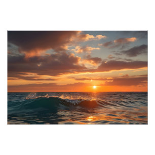 Beautiful sunset sea photo print
