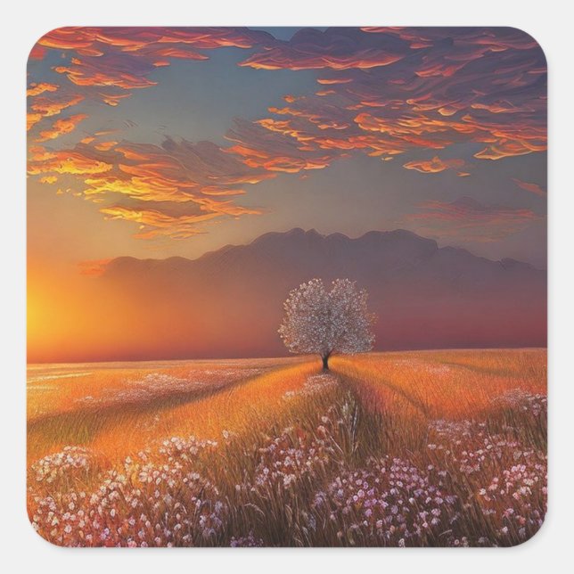 Beautiful Sunset Square Sticker (Front)