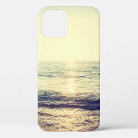 Beautiful Sunset with sea and beach - Vintage and