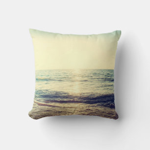 Beautiful Sunset with sea and beach - Vintage and Cushion