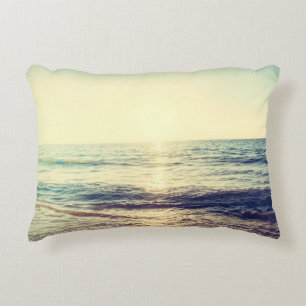 Beautiful Sunset with sea and beach - Vintage and  Decorative Cushion