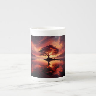Beautiful Sunset With Tree In Foreground Bone China Mug