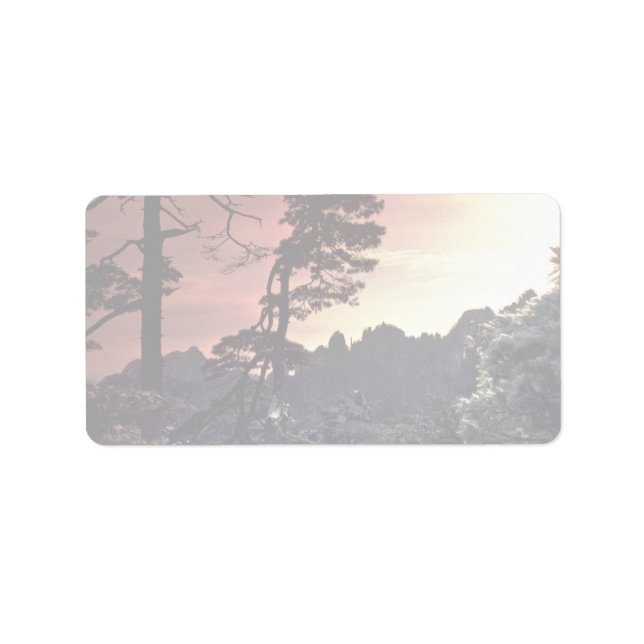 Beautiful Sunset: Yellow Mountain, China Label (Front)