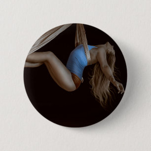 Beautiful Suspended Aerial Silk Performer 6 Cm Round Badge