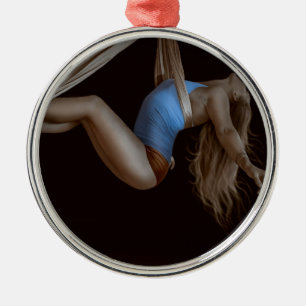 Beautiful Suspended Aerial Silk Performer Metal Ornament
