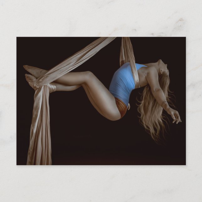 Beautiful Suspended Aerial Silk Performer Postcard (Front)