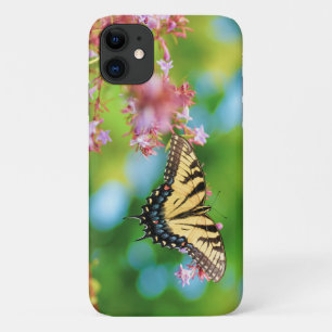 Beautiful Swallowtail butterfly on pretty flowers iPhone 11 Case