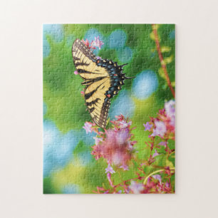 Beautiful Swallowtail butterfly on pretty flowers Jigsaw Puzzle