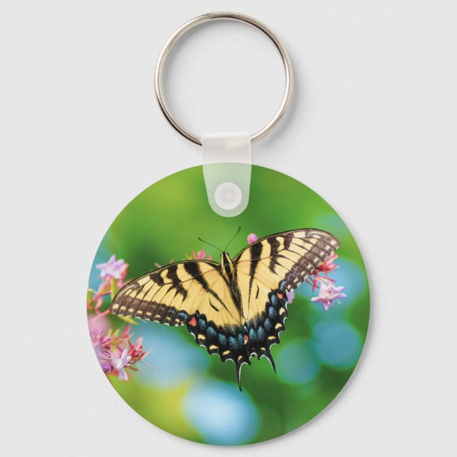 Beautiful Swallowtail butterfly on pretty flowers  Key Ring (Front)