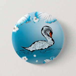 Beautiful swan 6 cm round badge