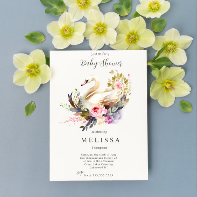 Beautiful Swan Baby Shower invitation (Creator Uploaded)