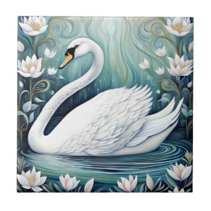 Beautiful Swan Ceramic Tile