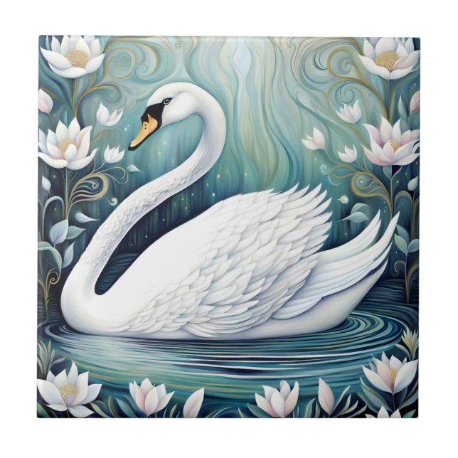 Beautiful Swan Ceramic Tile (Front)