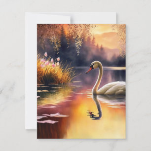 Beautiful Swan Lake Backgrounds Holiday Card