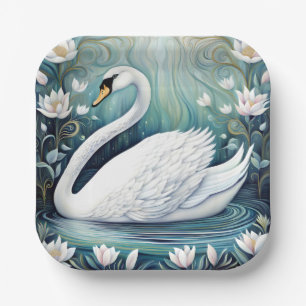 Beautiful Swan Paper Plate
