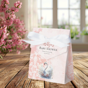 Beautiful Swan Pink Floral Damask Girl Baby Shower Favour Box