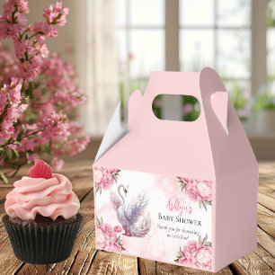 Beautiful Swan Pink Floral Girl Baby Shower Favour Box